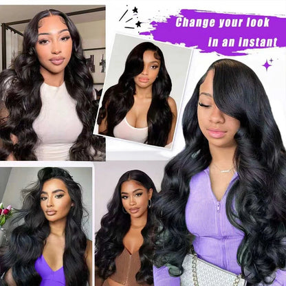 13x6 Hd Transparent Lace Front Wigs Human Hair Body Wave Brazilian Black Human Hair Wig Glueless Pre Plucked Wigs For Women