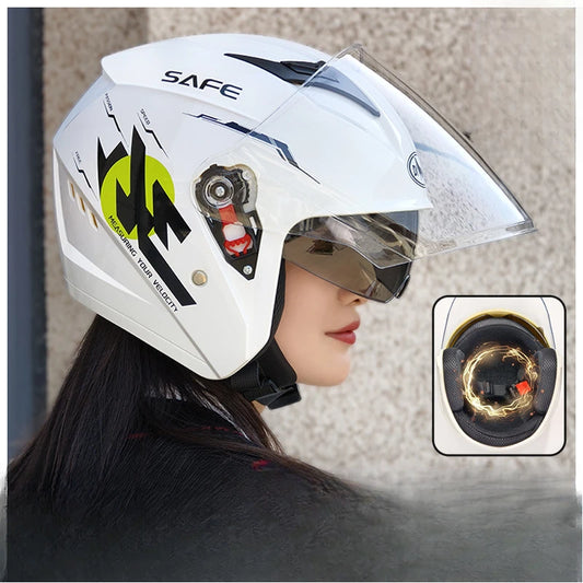 Uniform Size 58-62CM Helmet Motorcycle Winter Thermal Battery Car Female Winter Male Double Mirror Four Seasons Helmet