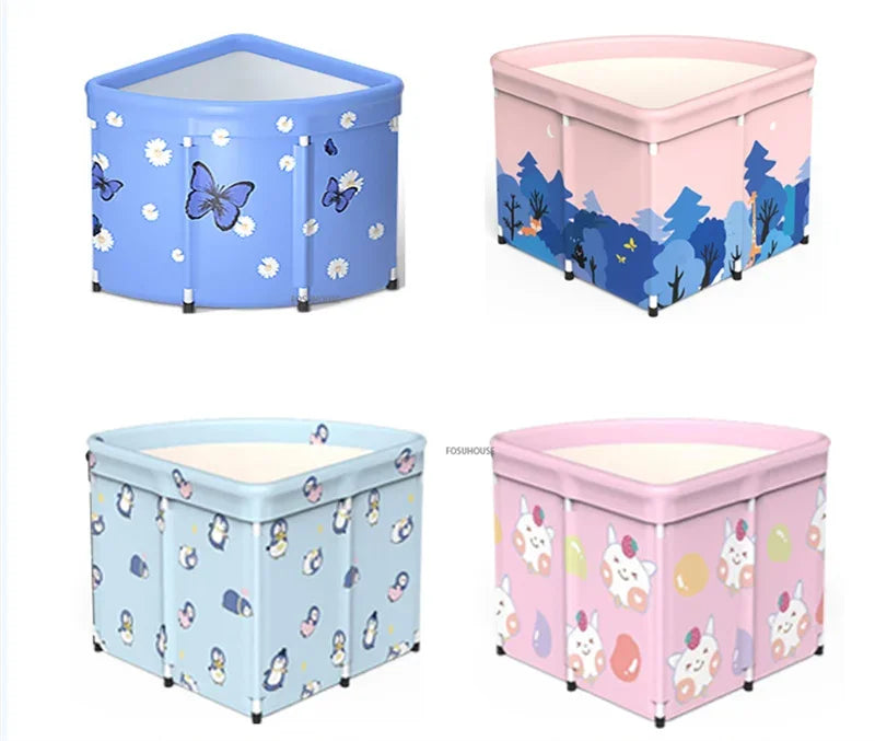 Household Triangular Bathtub Foldable Bath Bucket Swimming Pool Dual-use Portable Steam Sauna Fan-shaped Bath Barrel
