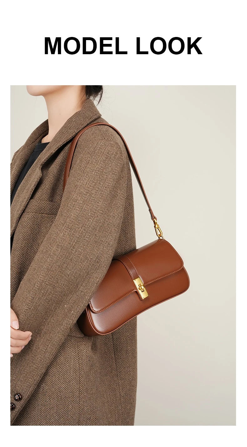 Toptrends Elegant Genuine Leather Underarm Shoulder Bags For Women 2025 Luxury Designer Crossbody Purses Saddle Ladies Handbags