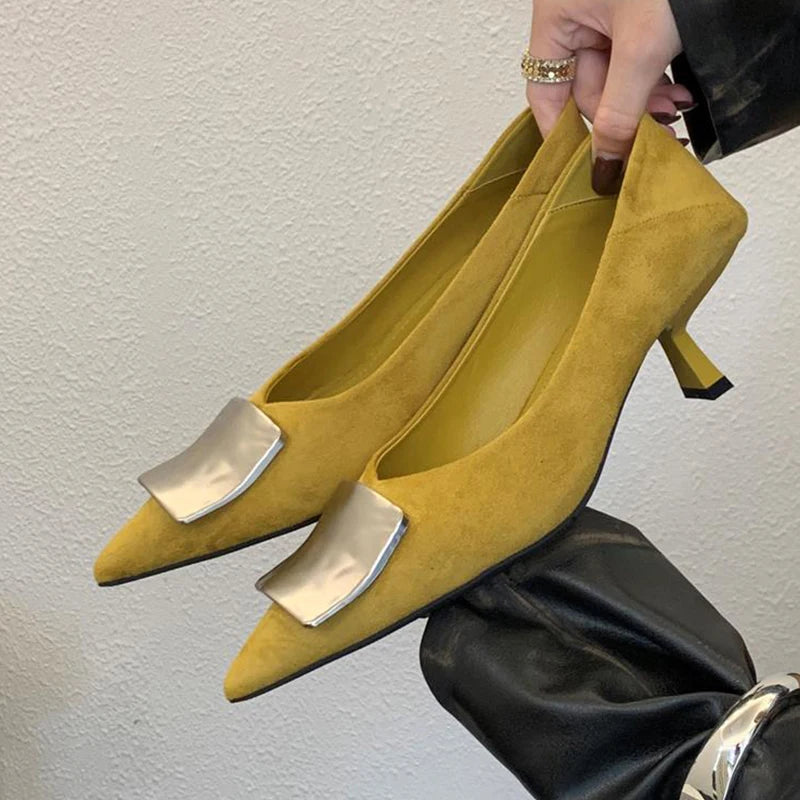 High Heels Women's Shoes Pointed Toe Fashion Sexy Shoes Suede Luxury Designer Pumps Autumn New Elegant Dress Zapatos Mujer