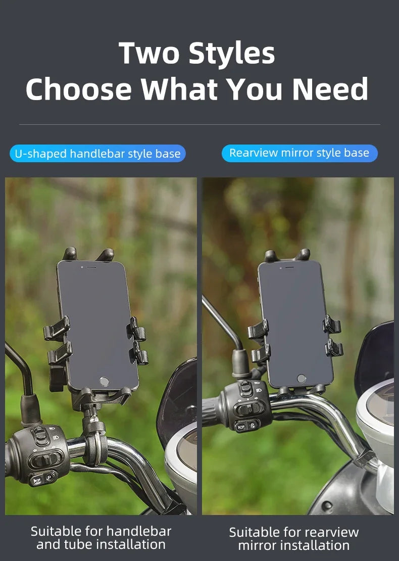 ROCKBROS Motorcycle Bike Phone Holder Adjustable with Shock Absorber Module Nonslip Bike Phone Stand