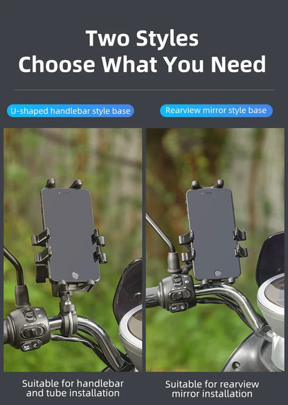 ROCKBROS Motorcycle Bike Phone Holder Adjustable with Shock Absorber Module Nonslip Bike Phone Stand