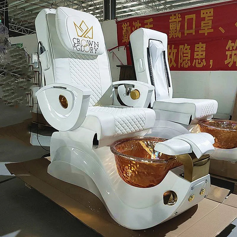 White Luxury Foot Massage Chair With 4 Sets of Simulation Massage Sofa 180 Degrees Spa Manicure Pedicure Chair