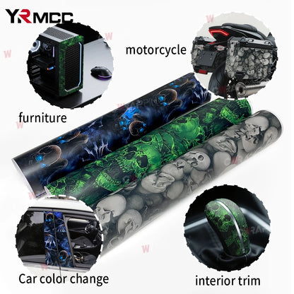 Graffiti Vinyl Wrap Car Wraps Personality Vinyl Paper for Car Wrapping Film Skull Pattern Auto Outdoor Accessories Body Covering