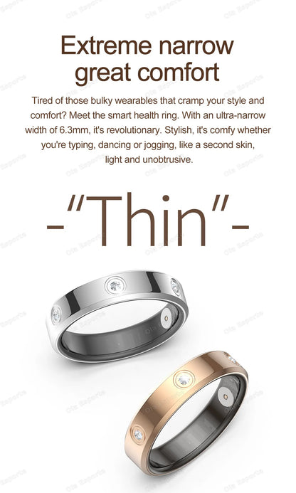 2026 Smart Ring Women Men Super narrow 6.3mm Heart Rate Health Stress measurement Monitor IP68 Waterproof Fashion Sports Rings