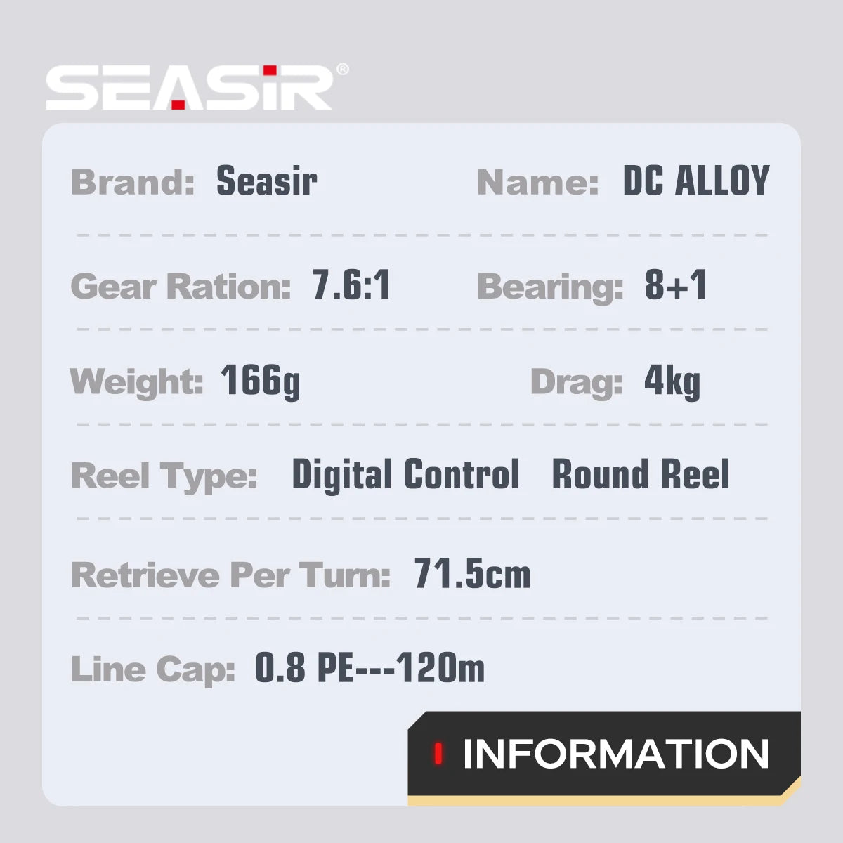 SEASIR DC Alloy ALL-metal Round reel DC Drum Digital Control Ultralight 166g Saltwater Metal Guide Baitcast Fishing Reel