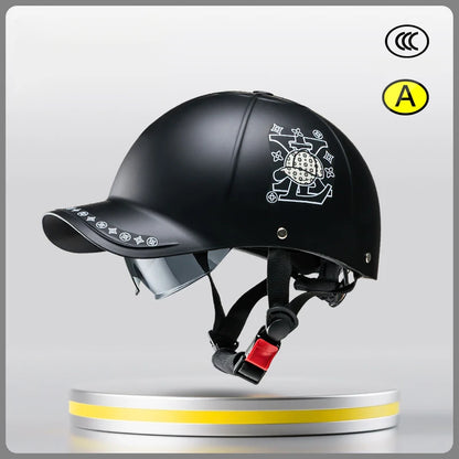 New Cafe Racer Chopper Scooter Safety Hard Hat Half Face Vintage Summer Cap Motorcycle Half Helmet Baseball Cap Style