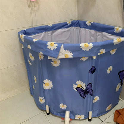 Household Triangular Bathtub Foldable Bath Bucket Swimming Pool Dual-use Portable Steam Sauna Fan-shaped Bath Barrel