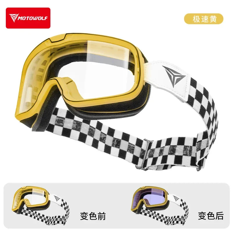 Motowolf Motocross Goggles Photochromic Windproof UV Protection Riding Glasses Men Women Outdoor Motorcycle Dustproof Eyewear