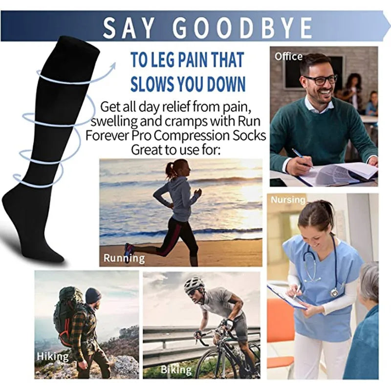 Unisex Compression Socks Leg Relief Pain Knee Medical High Stockings Pressure Support Stretch Pressure Circulation Socks 1 Pair