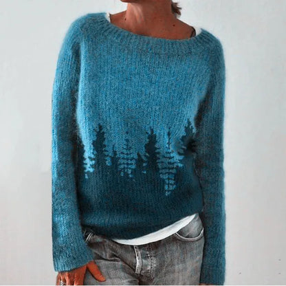 2025 Spring Knitted Women Sweater Print O-neck Long Sleeve Casual Loose Sweaters Female Winter Elegant Trendy Ladies Clothes