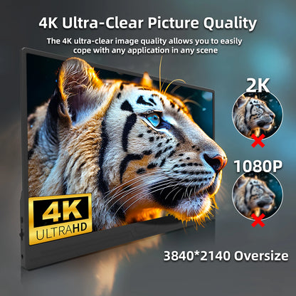 ZSUS 3840*2160 13-inch 4K Portable Monitor 60HZ For Laptop XBox PS4 / 5 Switch TV Box Cell Phone PC Extension Mobile