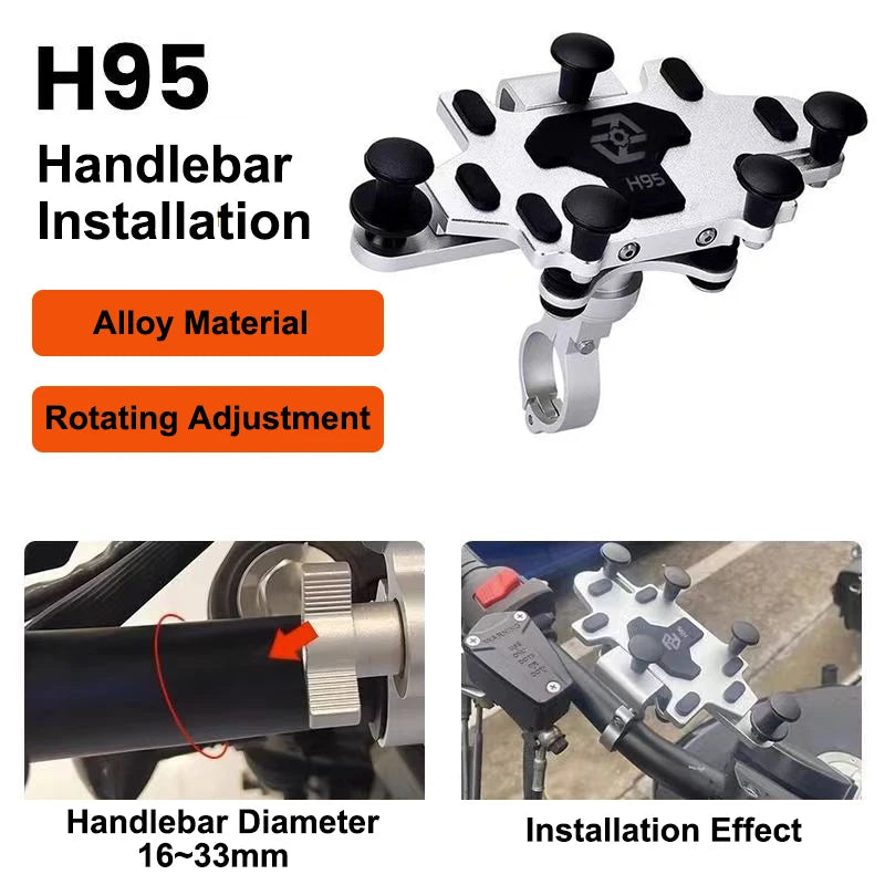 Shock-Absorbing Phone Holder for Motorcycle Bicycle 2024 Upgraded Alloy Rotary Adjustment Mobile Phone Navigation Bracket