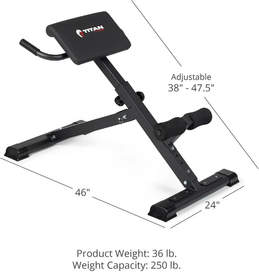Hyper Back Extension Bench Roman Chair Rated 250 LB Specialty Upper Body Workout Garage Gym Bench