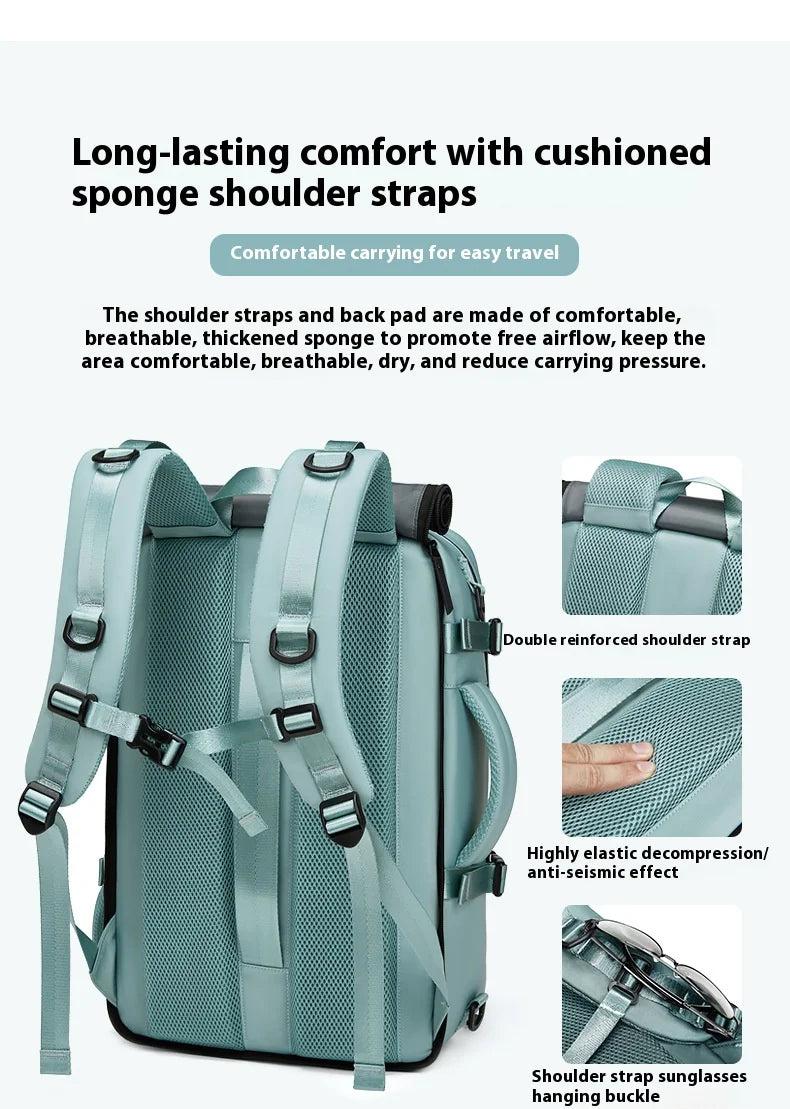 Large Travel Backpack Boardable Backpack USB Charging Waterproof Outdoor Travel Backpack Independent Shoe Compartment