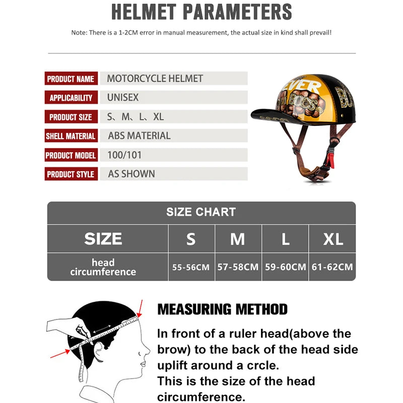 Adult Open Face Summer Retro Motorcycle Vintage Half Helmet Baseball Cap Helmets Children Riding Motocross Men Women
