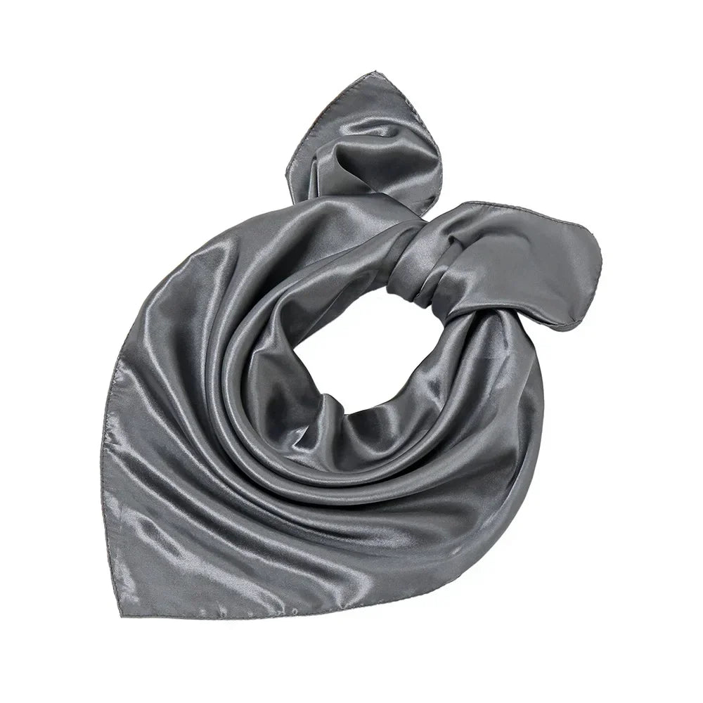 60x60cm Solid Colors Neckerchief Scarf For Women Silk Satin Headband Hair Scarves Female Square Shawls Head Scarfs