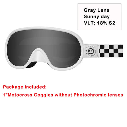 Vintage Motorcycle Goggles Over Glasses Photochromic UV400 Dirt Bike Goggles for Men Women Dual-Cycle Defogging Racing Glasses
