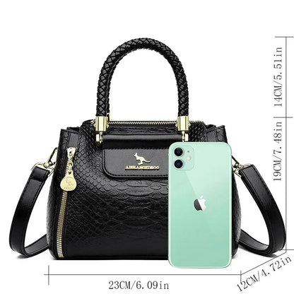 Luxury Handbag Fashion Print Large Capacity Soft Leather Women Shoulder Crossbody Bag Leisure Designer Ladies Purses and Handbag