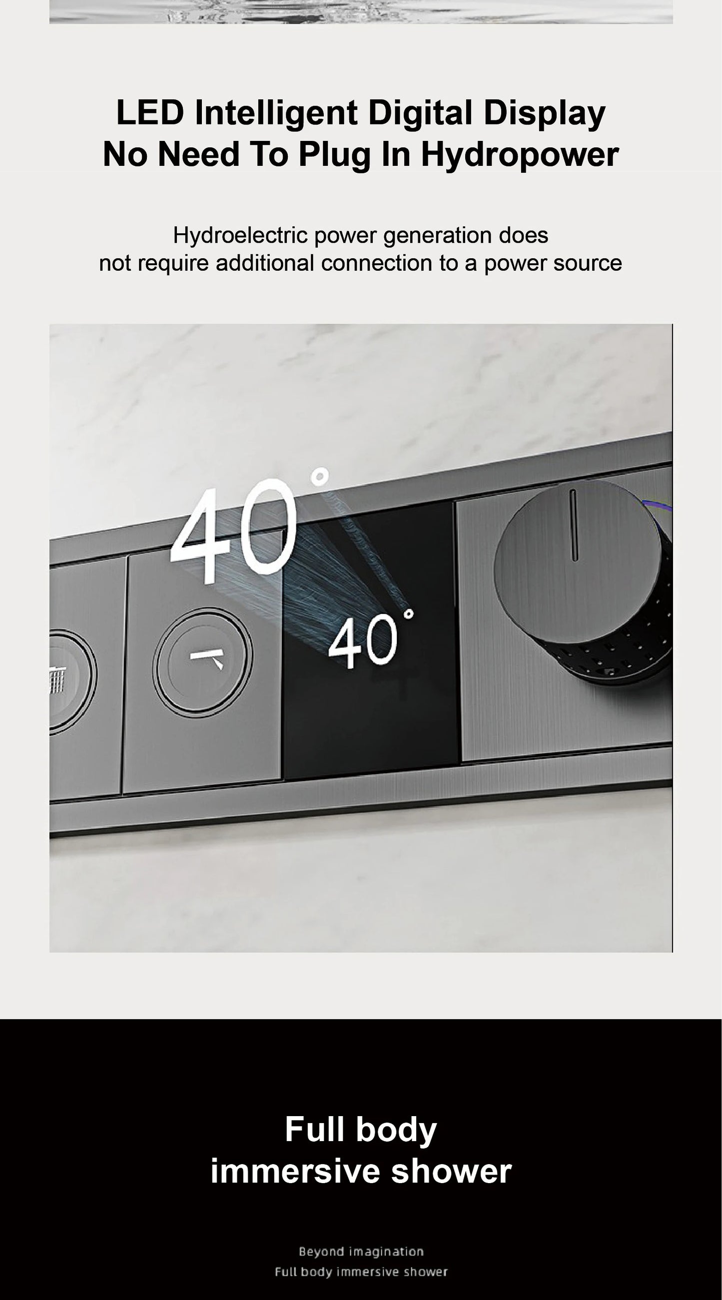 Ceiling Mounted LED Digital Display Thermostatic Shower System.Embedded waterfall style brass bathroom mixer for hot&cold water
