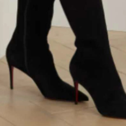European andAmerican sexy suede leopardprint pointed stagewalking shoes,women's fashion slim high heels,side zipper banquetboots