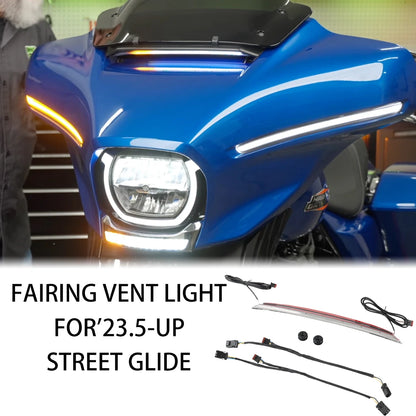 LED Windshield Center Fairing Vent Light For Harley Touring CVO Electra Street Glide Ultra 2023-2025 - High Brightness