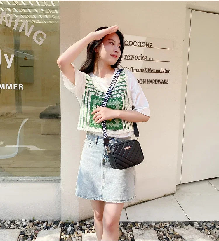 Minimalist Mini Fashionable Quilted Crossbody Bag Wallet, Trendy PU Shoulder Bag, WOMEN'S Casual Handbag and Mobile Phone Wallet