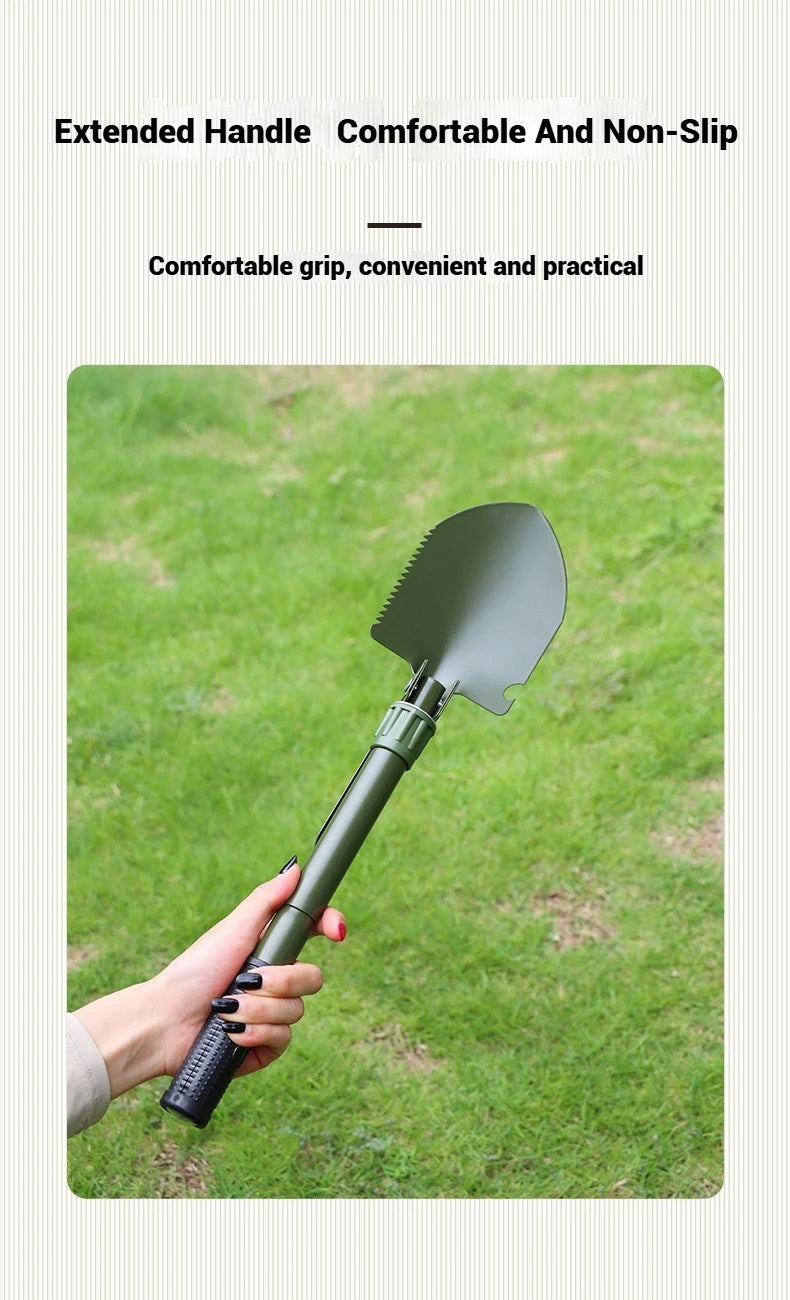 Foldable Portable Truck Mounted Engineer Shovel Camping Tent Outdoor Shovel Self-defense Survival Tool Compass Storage Bag