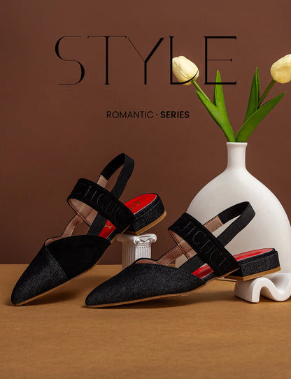 Fashionable Color Blocking Design with Denim Fabric Classic and Minimalist Women's Flat Shoes Exquisite Workmanship