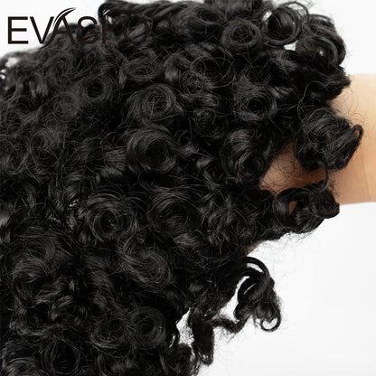 Curly PU Male Hair Prosthesis 0.12mm Injection Skin Toupee Men Durable Wigs For Men Human Hair System Unit Capillary Prosthesis