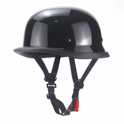 1PCS X M/L/XL/XXL Vintage Motorcycle Cruiser Helmet Half Face German Helmet Motorcycle Helmet Bright Black Car-styling DOT