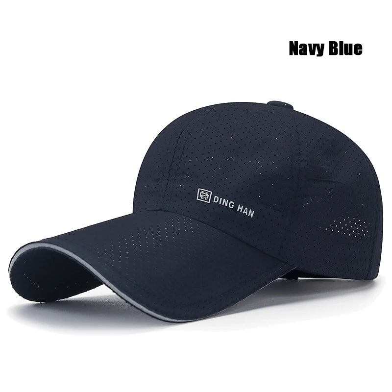 Extended Brim Summer Breathable Perforated Quick-Drying Adjustable Baseball Cap Sun Hat Trucker Caps Dad Hats