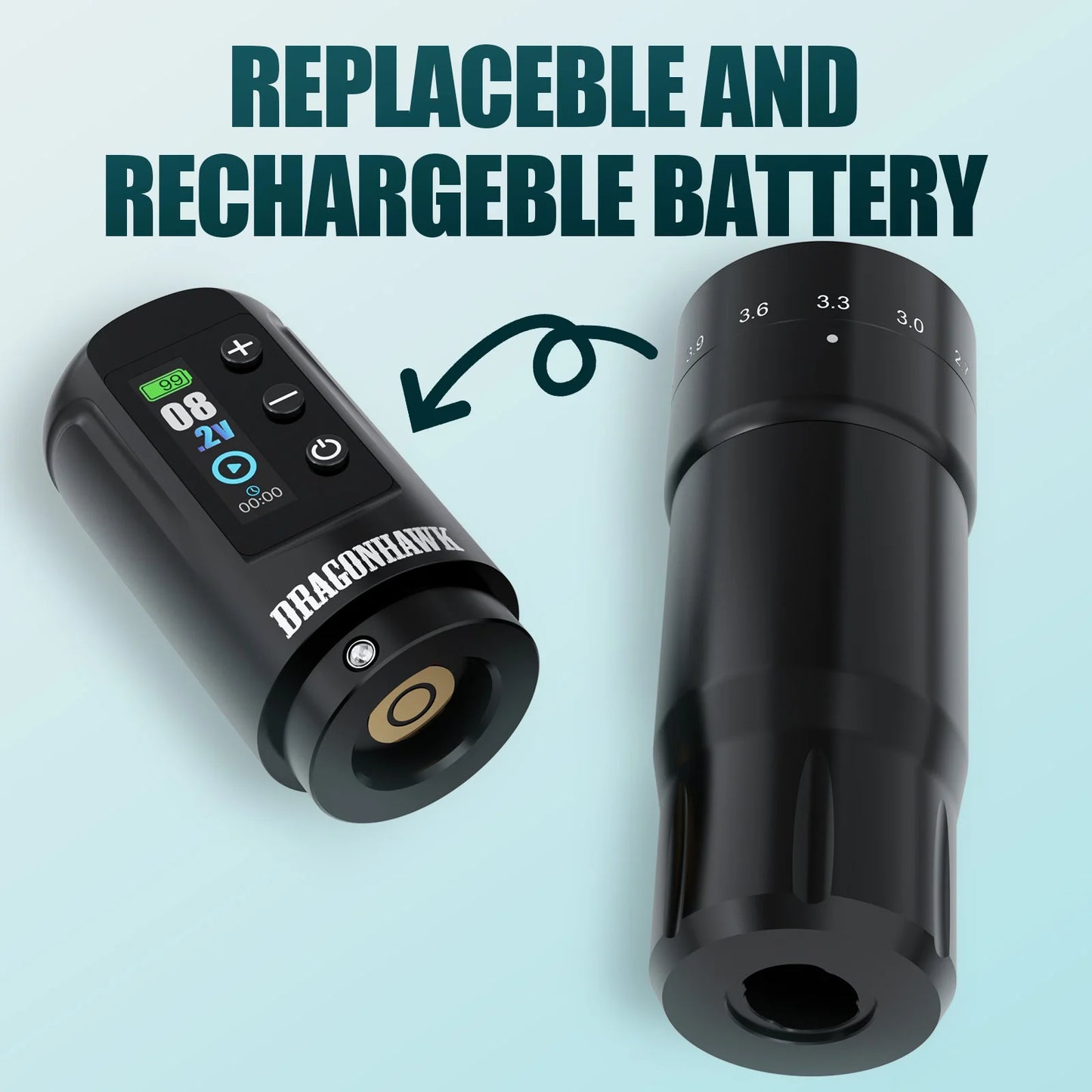 Dragonhawk Wireless Tattoo Machine 7 Strokes Length Power By Mcore-A3 Wireless Wire Battery RCA  Pen Rotary Gun Supplies