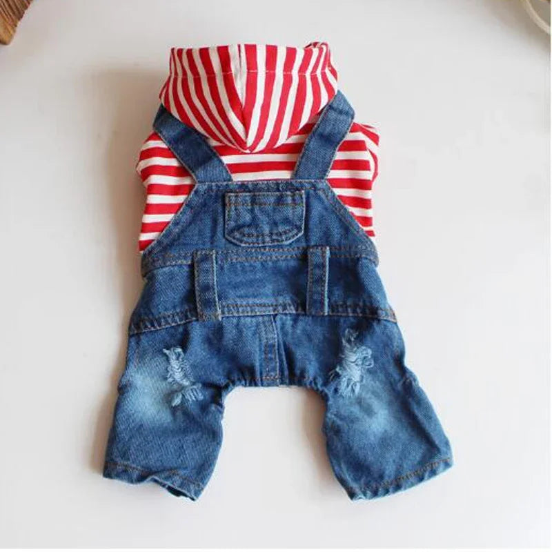Dog Denim Overalls Puppy Jean Small Dog Costumes Pet Jean Jumpsuit Shirts Pants One-piece Outfits for Small medium Dogs