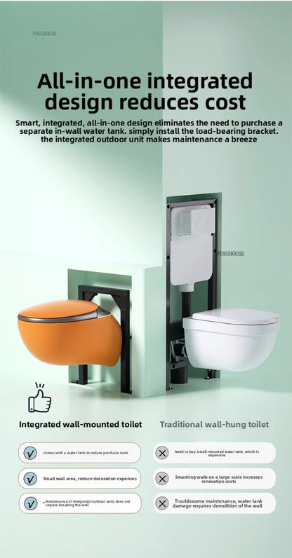 A50 Automatic Color and Black Smart Toilet for Bathroom Fixture Home Wall-mounted Wc Toilets with Tank Automatic Flip