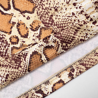 2026 Snake Print Sexy 2 Piece Set Women Spring Autumn Halter Long Sleeve Crop Tops+Pants Matching Stretch Streetwear Outfits