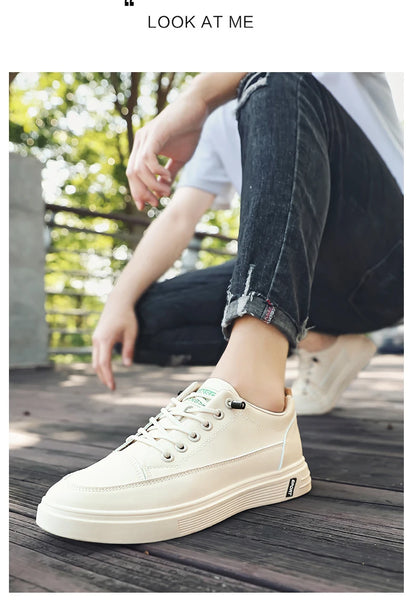 New Style White Sneakers for Men, Korean Version, Trendy Platform Shoes, Versatile for All Occasions, Sporty and Casual Shoes