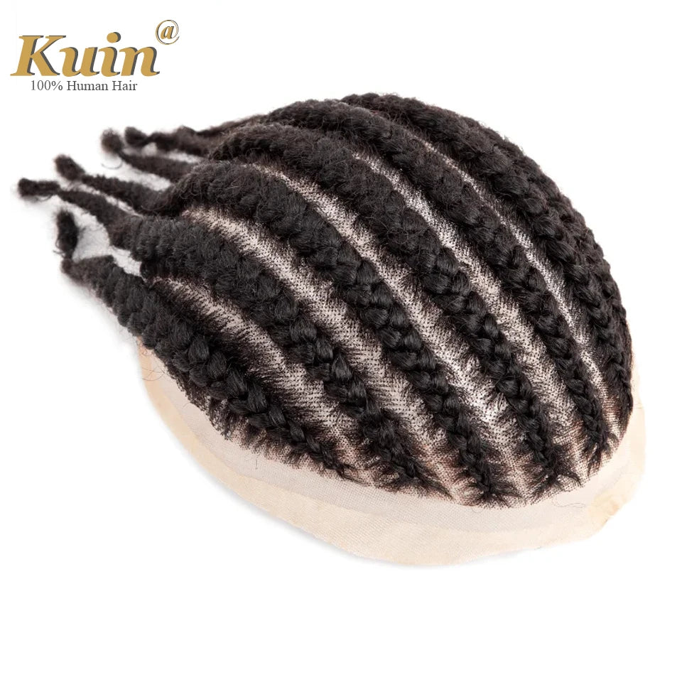 Braiding Toupee For Men Cornrow Braid Full Lace Man WIg Human Hair Braids Male Hair Prosthesis Human Hair Replacement System