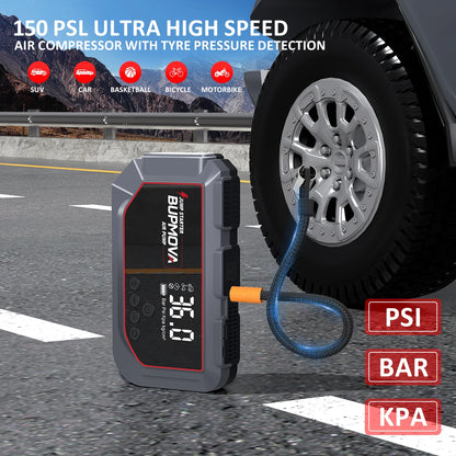 4 in 1 Car Jump Starter with Air Compressor 4000A Portable Power Bank 150PSI Tire Inflator Auto Portable Battery Starter for Car
