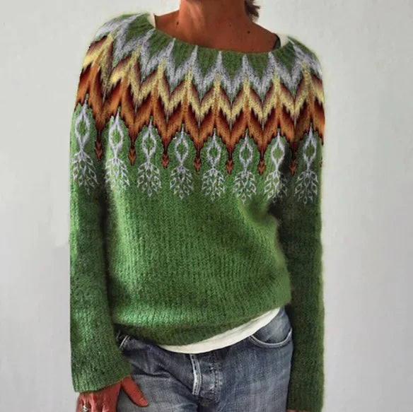 2025 Spring Knitted Women Sweater Print O-neck Long Sleeve Casual Loose Sweaters Female Winter Elegant Trendy Ladies Clothes