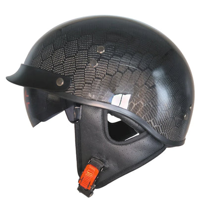 Genuine Carbon Fiber Motorcycle Helmet Headbone Cruiser Lightweight Vintage Retro Moto Motocross Harley Motorbike Half Helmets