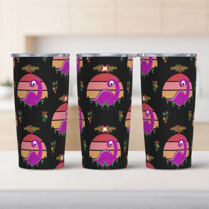 Stainless Steel Tumbler Dinosaur Silhouette Mugs Cup With Straws Animal Beach Cold Drink Water Bottle Insulated Thermal Mug