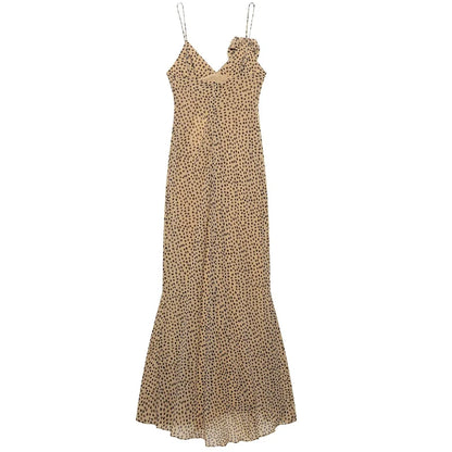 HXAO Polka Dot Slip Dress Womens Dresses Summer 2025 Evening Dresses Floral Boho Maxi Dress V-Neck Sleeveless Backless Vestidos