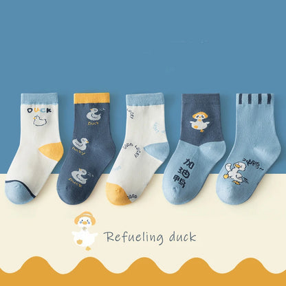 10 Pairs Boys Cartoon Duck Socks Children Baby Toddler Sport Socks School Student Spring Autumn Soft Kids Fashion Mid Tube Socks