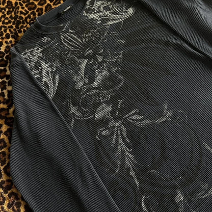Women Y2k Fairy Grunge Shirt Vintage Graphic Print Long Sleeve Tee Shirt Tops Teen Girls Grunge Aesthetic Clothes Streetwear