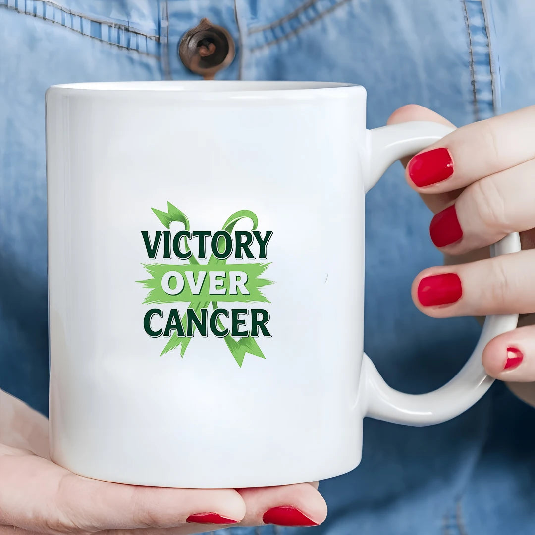 VICTORY OVER CANCER Green Ribbon Memorial Cup 11OZ Home & Office Mug Christmas Heartwarming Gift