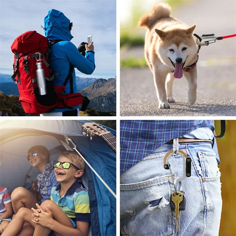 Camping Hybrid Gear Clip Carabiner Rotating Hook Clip Non-Locking Strong Clips for Fishing Hiking Travel Backpack Carabiner Clip