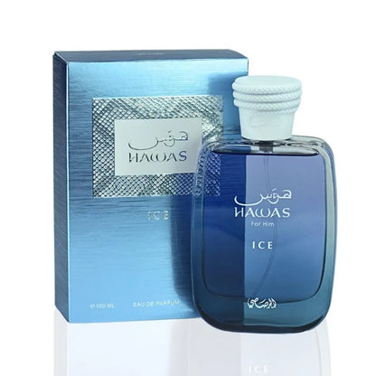 RASASI Hawas Ice for Men Eau de Parfum Spray 100 ML Original Arab Perfumes Lasting Aromatic Pheromones Perfume Cologne 3.4 Ounce