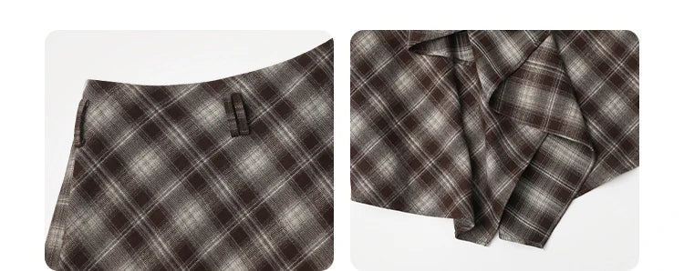 CHIC VEN Women Skirts A Line Retro Loose High Waist Irregular Color Plaid Frosted Half Body Long Ladies Skirt Autumn Winter 2026